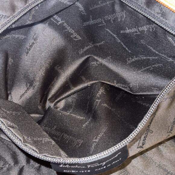 Salvatore Farragamo Handbag shoulder leather brown tan canvas bag authentic - Picture 14 of 16